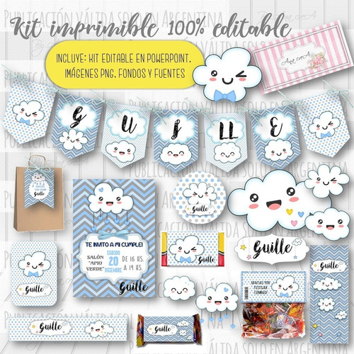 Kit Imprimible Lluvia De Amor 100% Editable Mod.3 Deco Candy