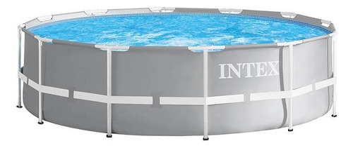 Piscina estructural redondo Intex 26724 con capacidad de 14614 litros de 4.57m de diámetro  gris claro