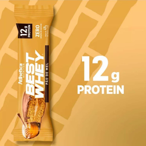 Barrinha Best Whey Bar Pack 12 Unid De 49g Sabor Pão De Mel Atlhetica Nutrition