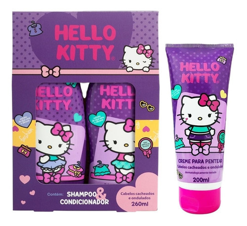 Cacheados E Ondulados Hello Kitty Cia Da Natureza C/3