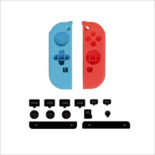 Funda Silicona Joy-con Switch + Rubber Plug Dobe - Revogames Color Negro