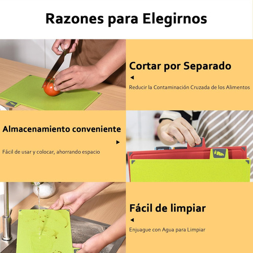 Tablas De Picar Cocina, Juego Tablas Para Picar Cocina 4en1