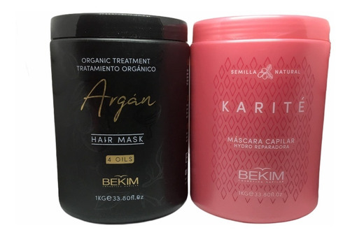 Kit Bekim Máscara Argán 4 Oils + Máscara Karité X 1kg 