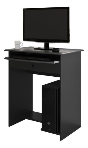 Escrivaninha gamer EJ Móveis Mesa de computador prática com gaveta mdp de 650mm x 795mm x 450mm preto