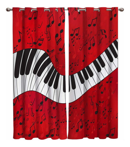 Piano Key Music Notes Red Background Home Decor Window ...