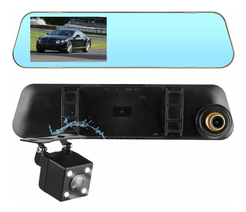 Dohonesbest Dash Cam Lente Doble Vista Erior Espejo Auto Hd