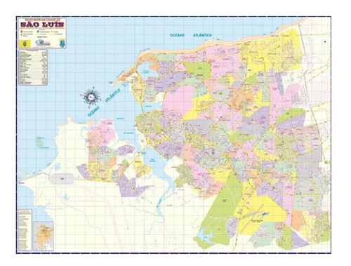 Mapa Geográfico Político Planisférico Da Cidade De São Luís No Maranhão - Turismo E Entregas - Dobrado Gigante 1.2m X 90cm - Equipe Multivendas