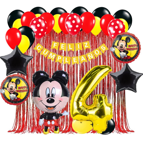 Globos Mickey Mouse Kit Decoración Cumpleaños