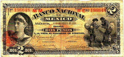 Billete De Revolucion Cuidado 2 Pesos