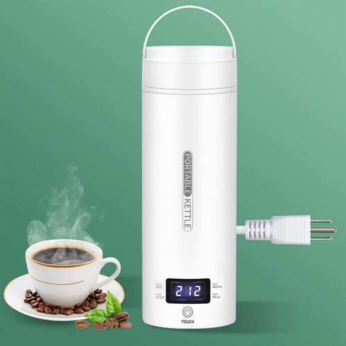 Calentador De Agua Eléctrico De Viaje Blanco Con Enchufe Lcd