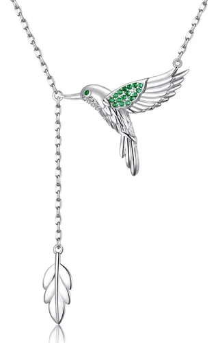 YFN Collar De Colibrí Para Mujer, Plata De Ley S925, Azul