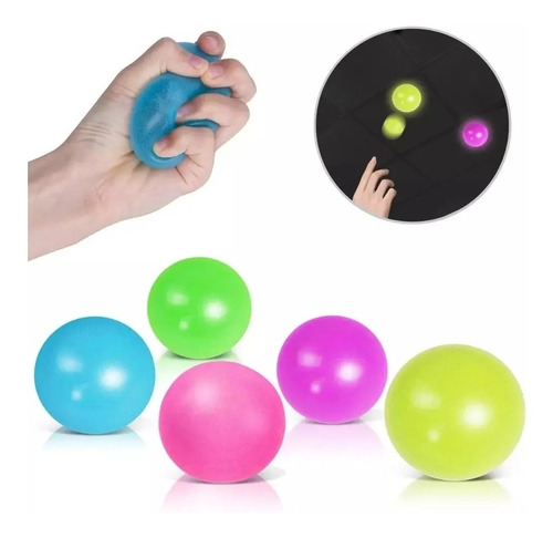 Pack X12 Sticky Ball Pelotas Glow Pegajosas Apretables