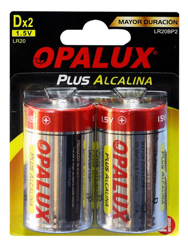 Pila Alcalina Tipo D 1,5v Lr20bp2 Opalux