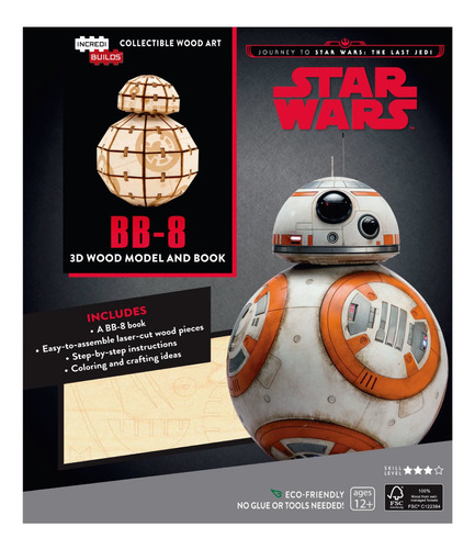 Star Wars The Last Jedi Bb-8 Libro Y Modelo Armable Madera