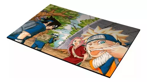 Placa Decorativa Naruto Clássico Time 7 Kakashi Sasuke Ninja Cor Marrom