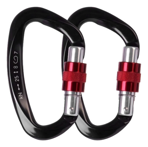 Gancho Para Escalada, Mxegb-002, 2pzas, 25kn, Forma D, Bloqu Color Negro