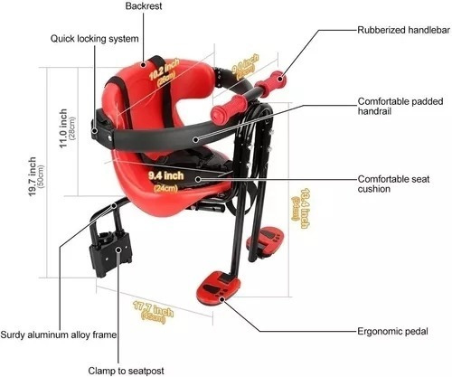Silla Frontal De Bicicleta Para Niños Y Bebes - 30kg