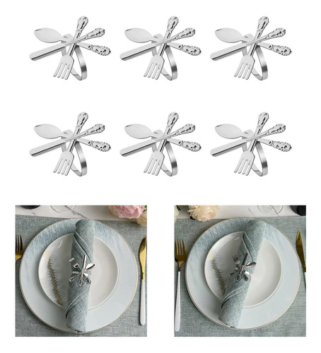 6x Servilleteros Set Cuchillo De Metal Tenedor Cuchara