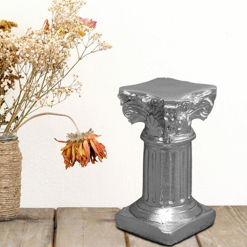 Suporte De Castiçal Com Coluna Romana Resinada Decoração
