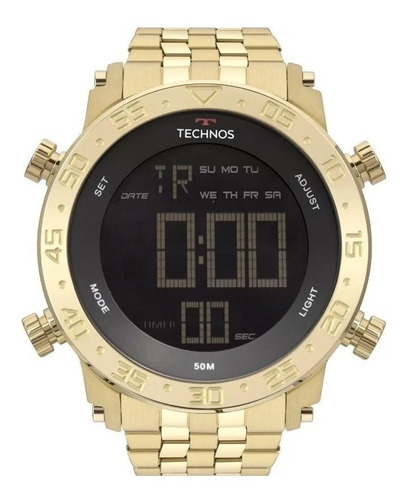 Relógio Masculino Technos Dourado Digital  Bjk006ac/4p