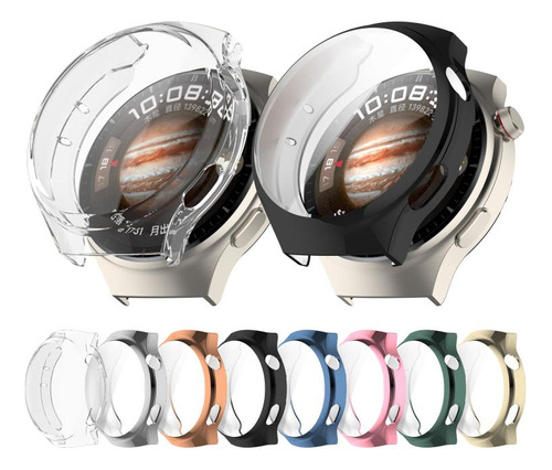 Capa De Relógio Tpu Galvanizada A Ouro Para Huawei Watch 4