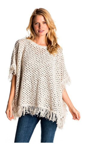 Poncho Mujer Con Detalle Flequillos Y Botones Espalda Roxy