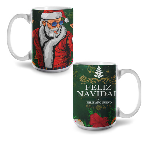 Taza Blanca 15 Oz Santa Claus , Traje Navideño, Regalo