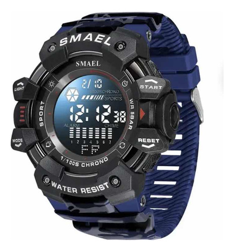 Reloj Smael 8050mc Azul/camo Deportivo Táctico Uso Rudo