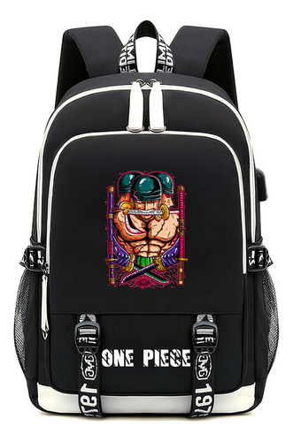 F Mochila Escolar J Zoro Para Estudiantes, Versátil, Manga One Piece