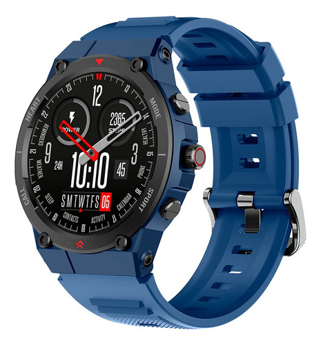 Smartwatch Relógio Inteligente 52mm Haiz My Watch Sport Caixa Azul Pulseira Azul Bisel Prateado