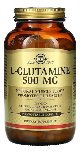 Solgar | L-glutamine | Free Form | 500mg | 250 Veg Cap | Usa