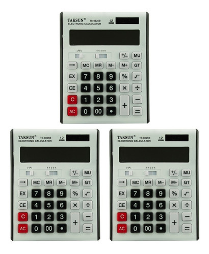 Calculadora Electronica 12 Digitos Blanc Pack Taksun Ts8825b Color Blanco