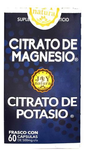 Citrato De Magnesio Y Potasio 60 Cápsulas Joy Natura Sabor Sin Sabor