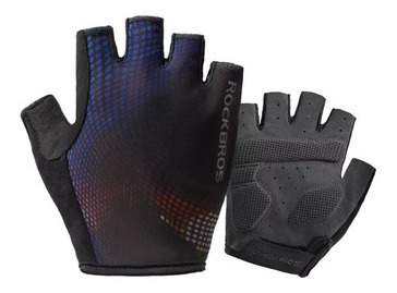 Guantes Para Ciclismo Rockbros Medio Dedo Color Azul 