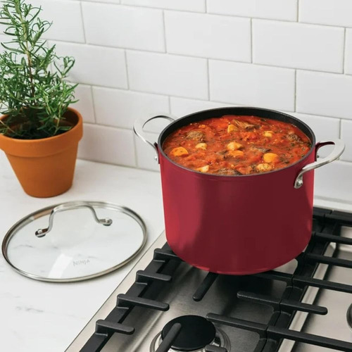 Bateria De Cocina Ninja Neverstick Acero Inoxidable 11 Pzs Color Rojo