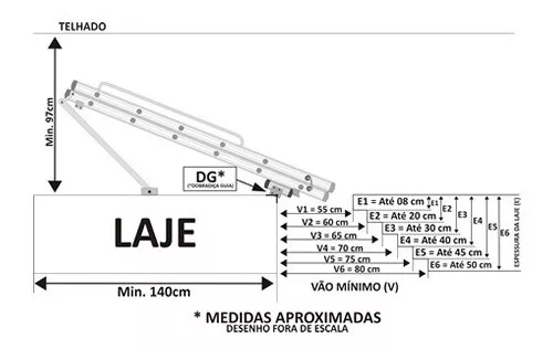 Escada De Sótão De Alumínio - 2,90 Mt (2 Lances ) Teto de Gesso/forro- COM  CAIXILHO SOB MEDIDA - Artesanal - Escada para Sótão - Magazine Luiza