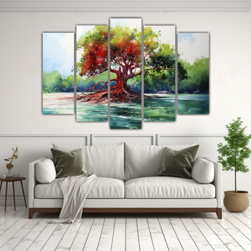 125x75cm Cuadro Abstracto: Textura Árbol De Mangle Verde Y
