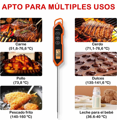 Imagen 8 de 8 de Termometro Digital Cocina Thermopro Liquidos Carne Tp-15h