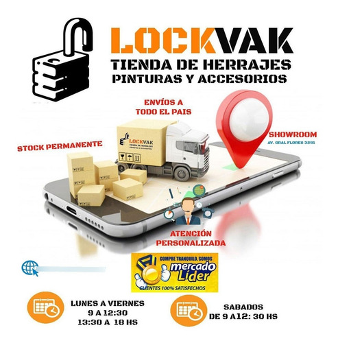 Imagen 4 de 4 de Cerradura De Cortina Metálica Y Porton Basculante - Lockvak