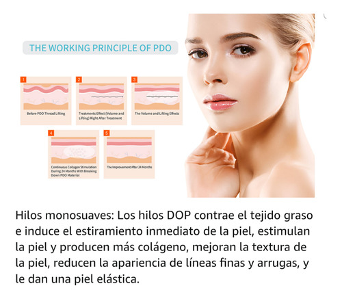 Pdo Mono Threads Lift, 29g 38mm Hilos Colágeno 20 Unidades Todo Tipo De Piel Día/noche