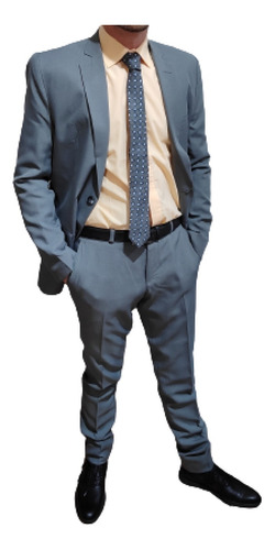 Imagen 4 de 10 de Ambo Traje Saco Con Pantalon Gris Maxima Calidad