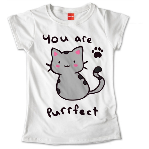 Blusa Blanca Gatos Gatitos Colores Playera Purrfect #822