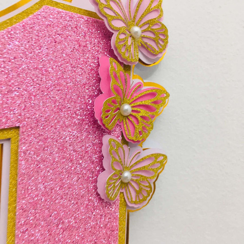Cake Topper Deco Torta Mariposas Flores 3d Personalizado
