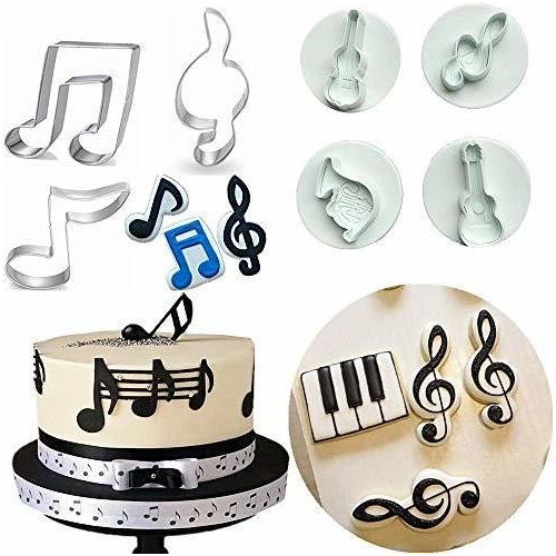 Juego De 7 Moldes Para Fondant Con Notas Musicales, Mol...