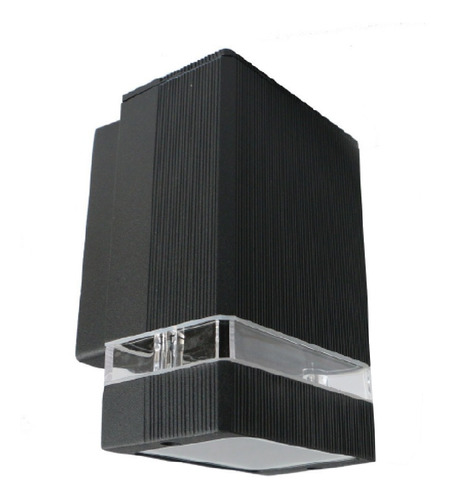 Aplique Unidireccional Aluminio Negro Texturado Ip65 Difusor Pared Exterior Intemperie Tech I