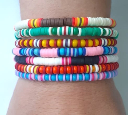 Pulsera Manilla Tipo Vulcanitas Africanas De Colores 4mm