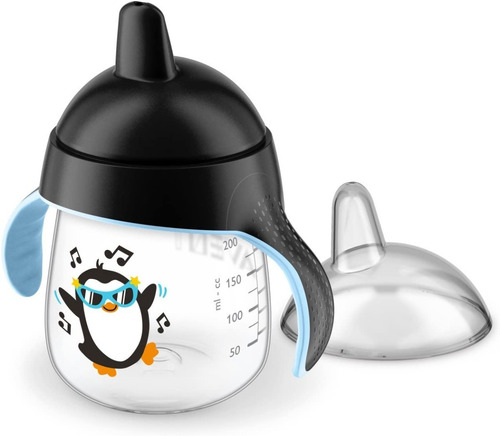 Vaso Pinguino Entrenador Avent 9oz Boquilla Rigida 9m+ Negro