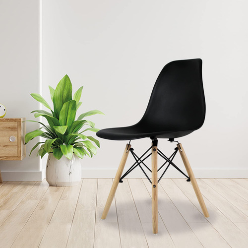 Juego De 4 Sillas Eames Oslo Negras Para Comedor Y Oficina