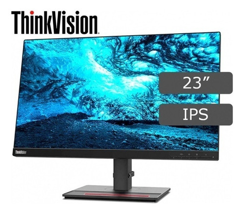 Monitor Lenovo Thinkvision T23i-20 de 23 Ips, Dp, Hdmi, Vga, cor preta