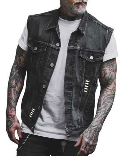 Chaleco Vaquero Skeleton Bones Punk Biker Para Hombre